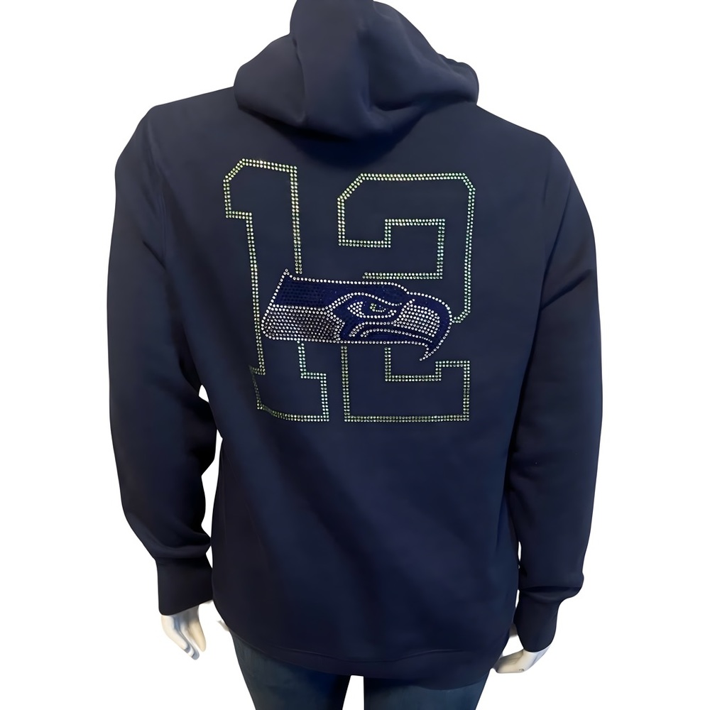 SPORT TEK SEATTLE SEAHAWKS SEQUINED HOODIE SWEATSHIRT - Picture 2 of 7